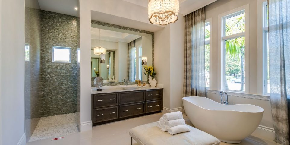 Private master bathroom suite in Florida home