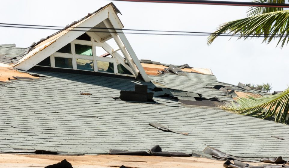 wind damage look like on a roof