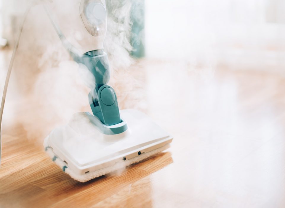 Steam mop cleaning wood floors
