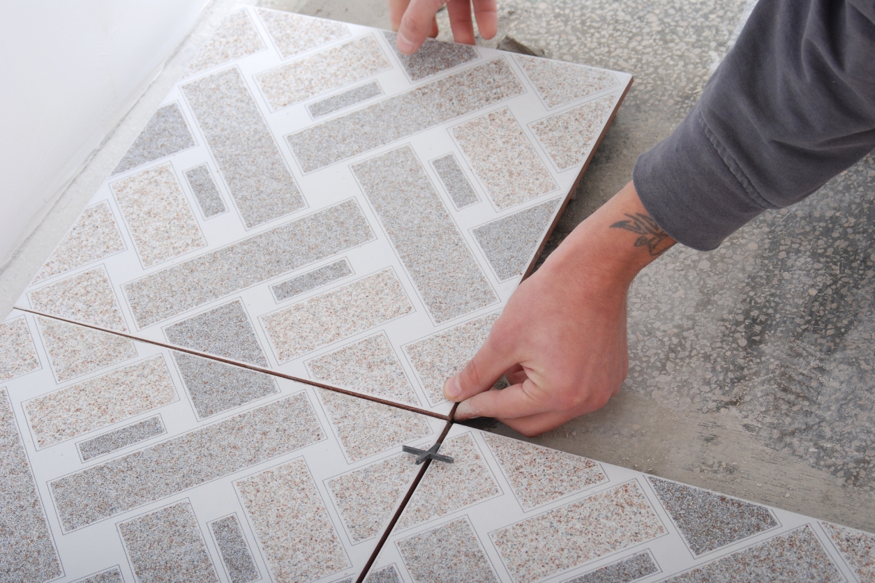 Peel-and-stick floor tiles