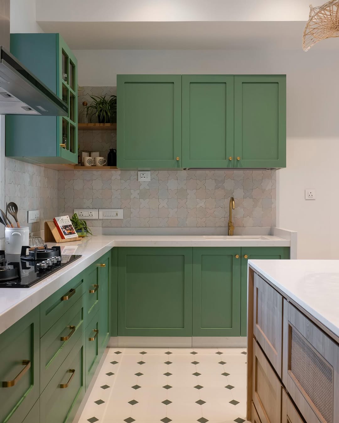 dark green kitchen